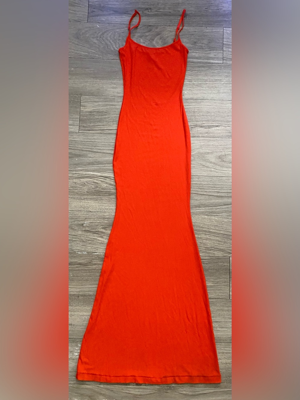 SKIMS Orange Stretch Maxi Slip Dress